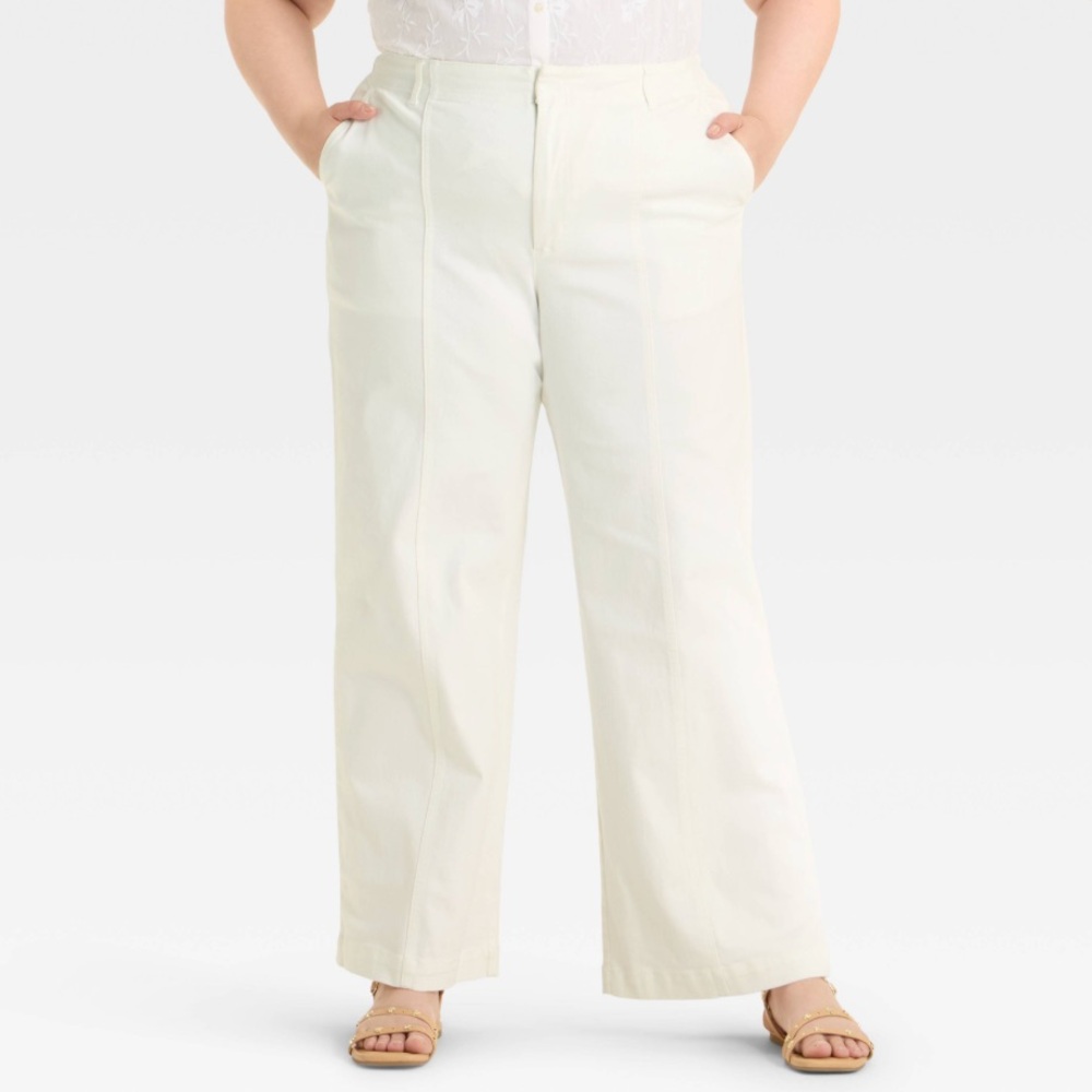 Universal Thread Stretch Wide-Leg High-Rise Pants in Cream